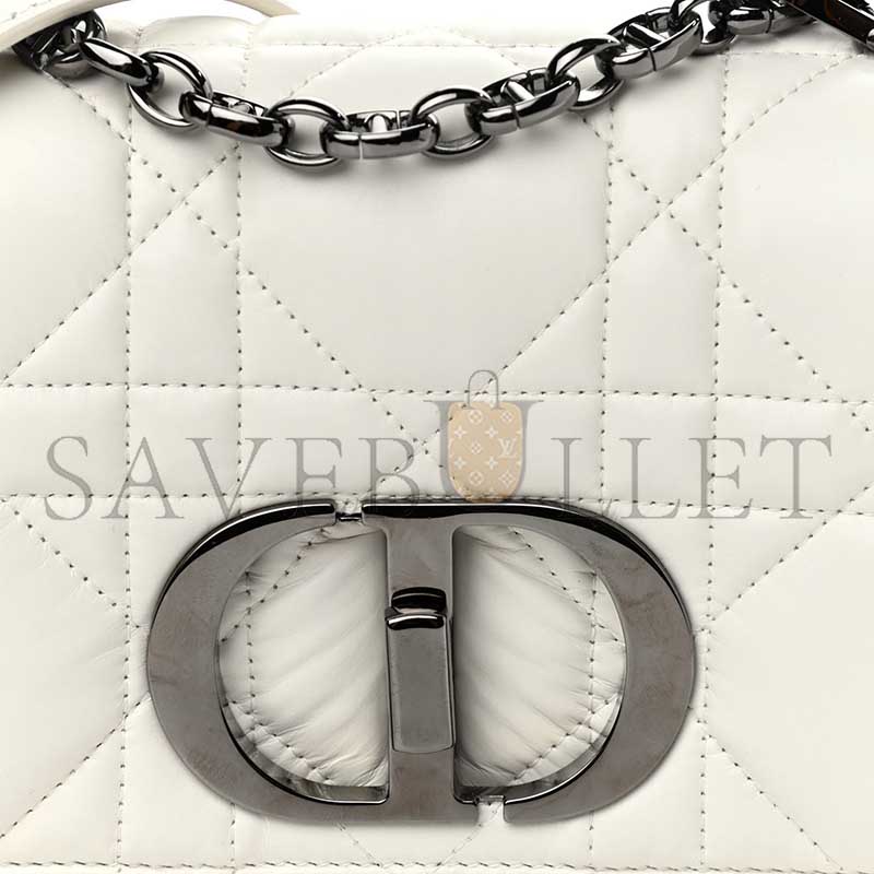 DIOR LAMBSKIN MACROCANNAGE SMALL DIOR CARO BAG IVORY (20*12*7cm) 